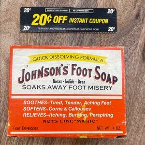 Vintage Johnson’s Foot Soap Soothing Foot Treatment Collectible Never Used